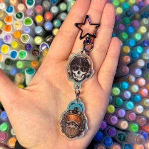 FPS military characters INSPIRED keyrings! **preorder** BLUE acrylic series charms !!