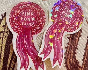 Pink Pony Club stickers! Holographic Chappell Roan inspired stickers, Sapphic, Aesthetic, Rosette