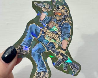 Adesivi ispirati agli scarafaggi militari! Adesivo con finitura olografica, gadget FPS di Gary Sanderson, fanart!