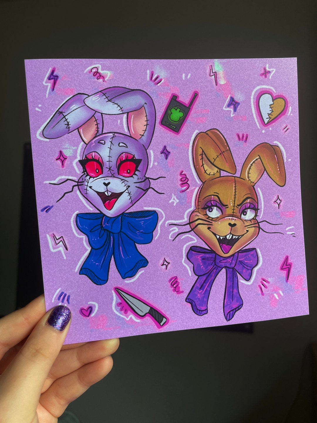 Glitchy N Vanny Print // Fnaf William Afton Vanny Vanessa Etsy