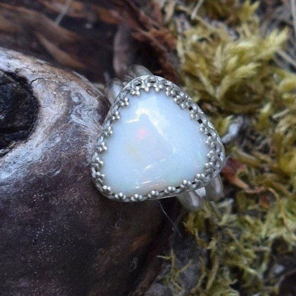 Spencer, Idaho opal ring in custom sterling silver setting