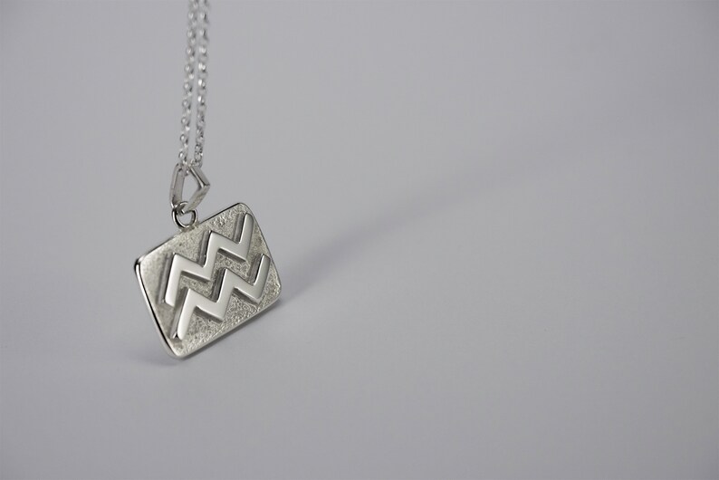 Aquarius Astrology Talisman, 925 sterling silver, Aquarius Glyph, Zodiac Jewellery, Irish Gift, Talisman image 3