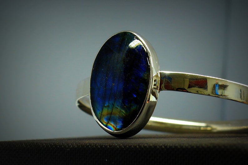 labradorite silver deep blue gemstone Sterling silver Labradorite Bangle bangle, Forged bangle Irish jewellery design