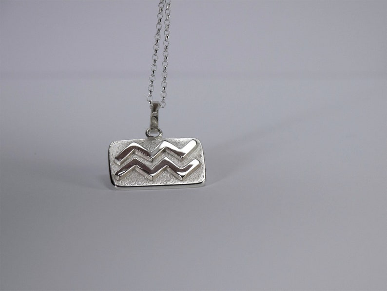 Aquarius Astrology Talisman, 925 sterling silver, Aquarius Glyph, Zodiac Jewellery, Irish Gift, Talisman image 1