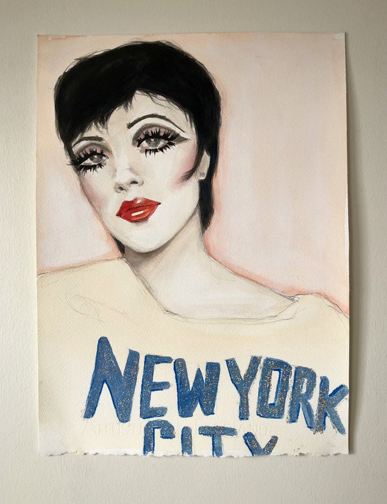 Original Mixed Media fashion Illustration Painting Portrait of Etsy