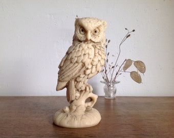 Chouette hibou de collection en bois idée cadeau déco ethnique 18 cm artisanat