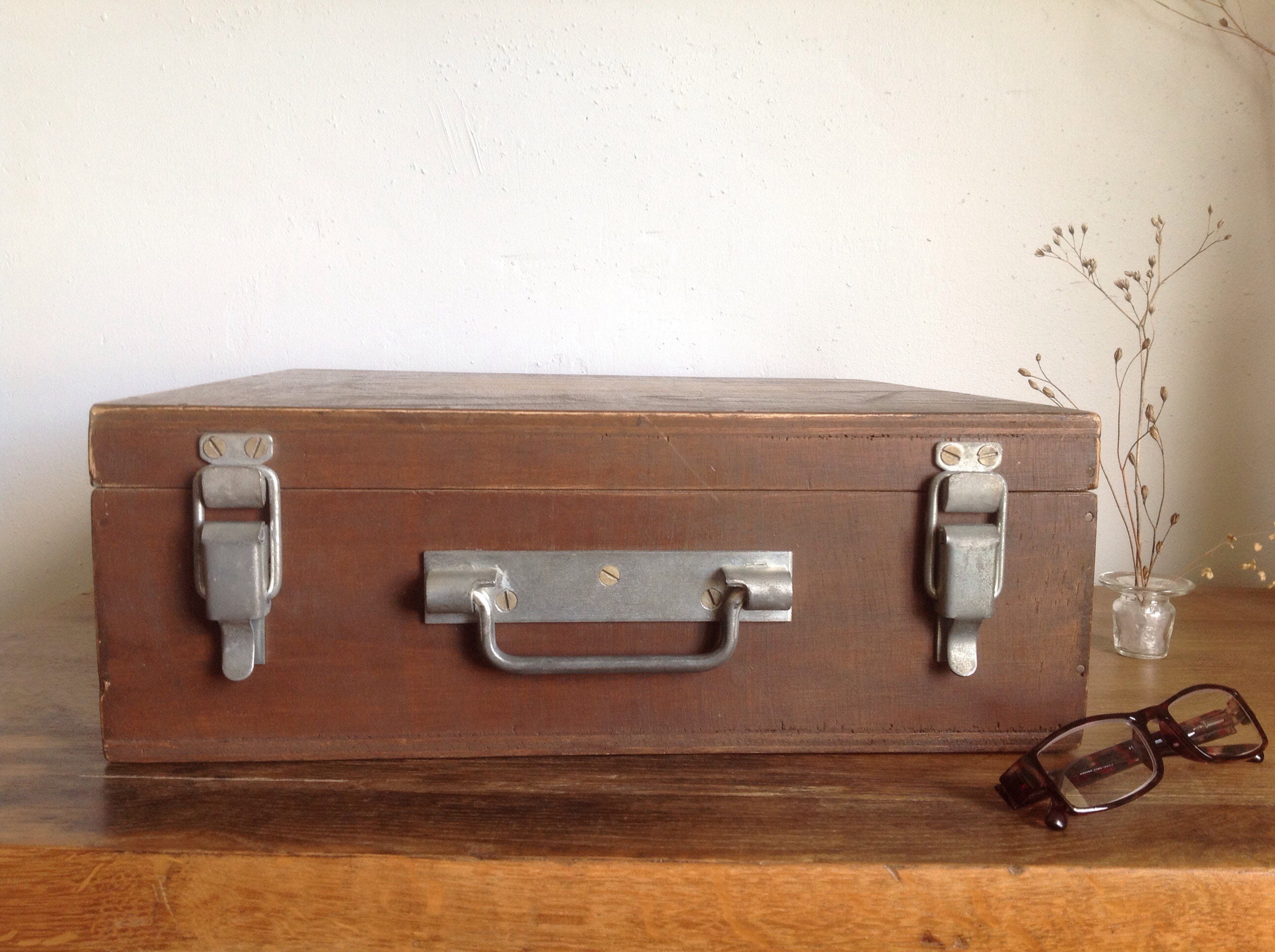 Boite en Bois avec Poignée - Valise Vintage Boite Artisanale Caisse Bois