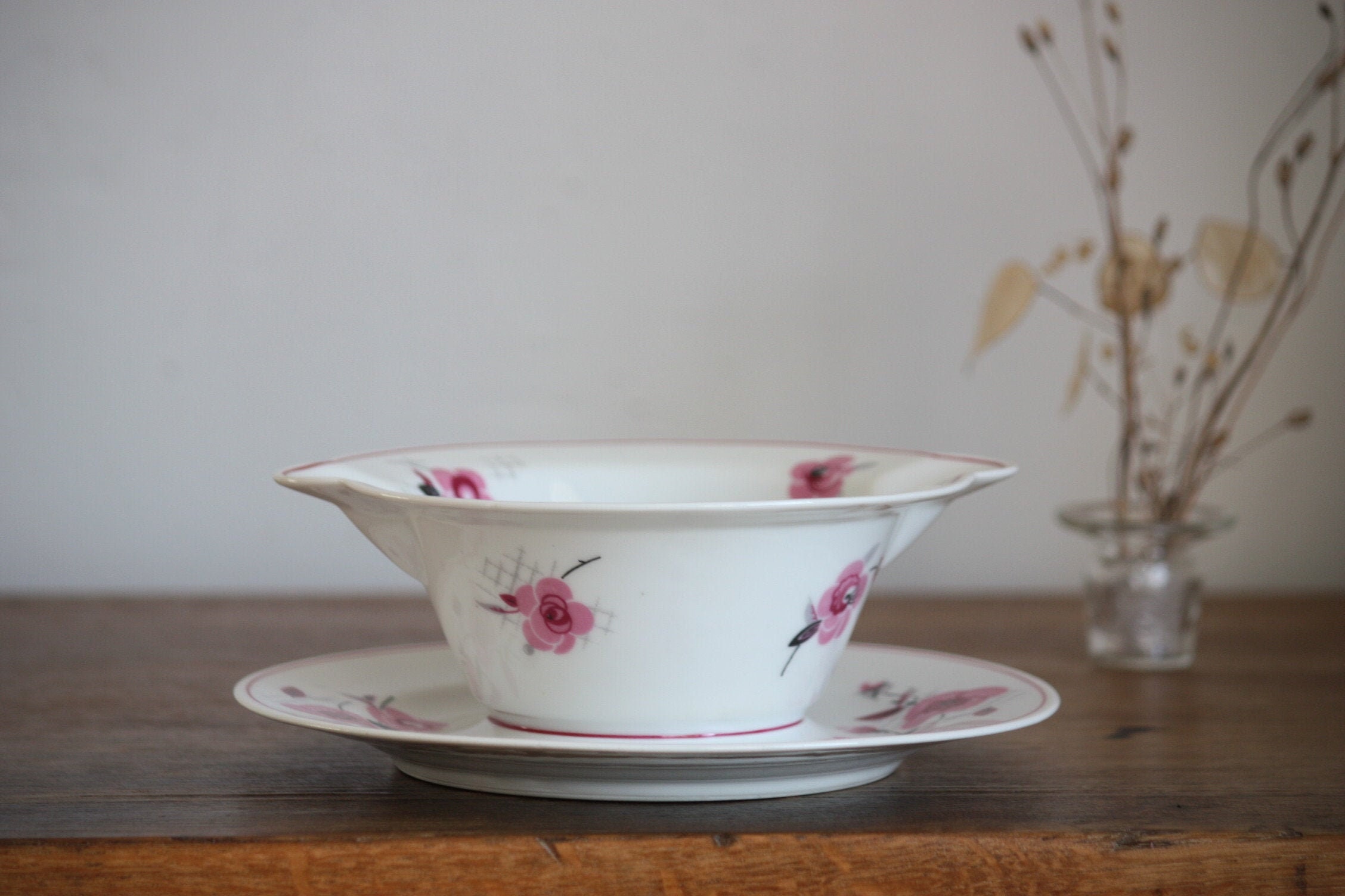 Saucier en Porcelaine Fleuri Limoges - Made in France Vaisselle Vintage Raffinée