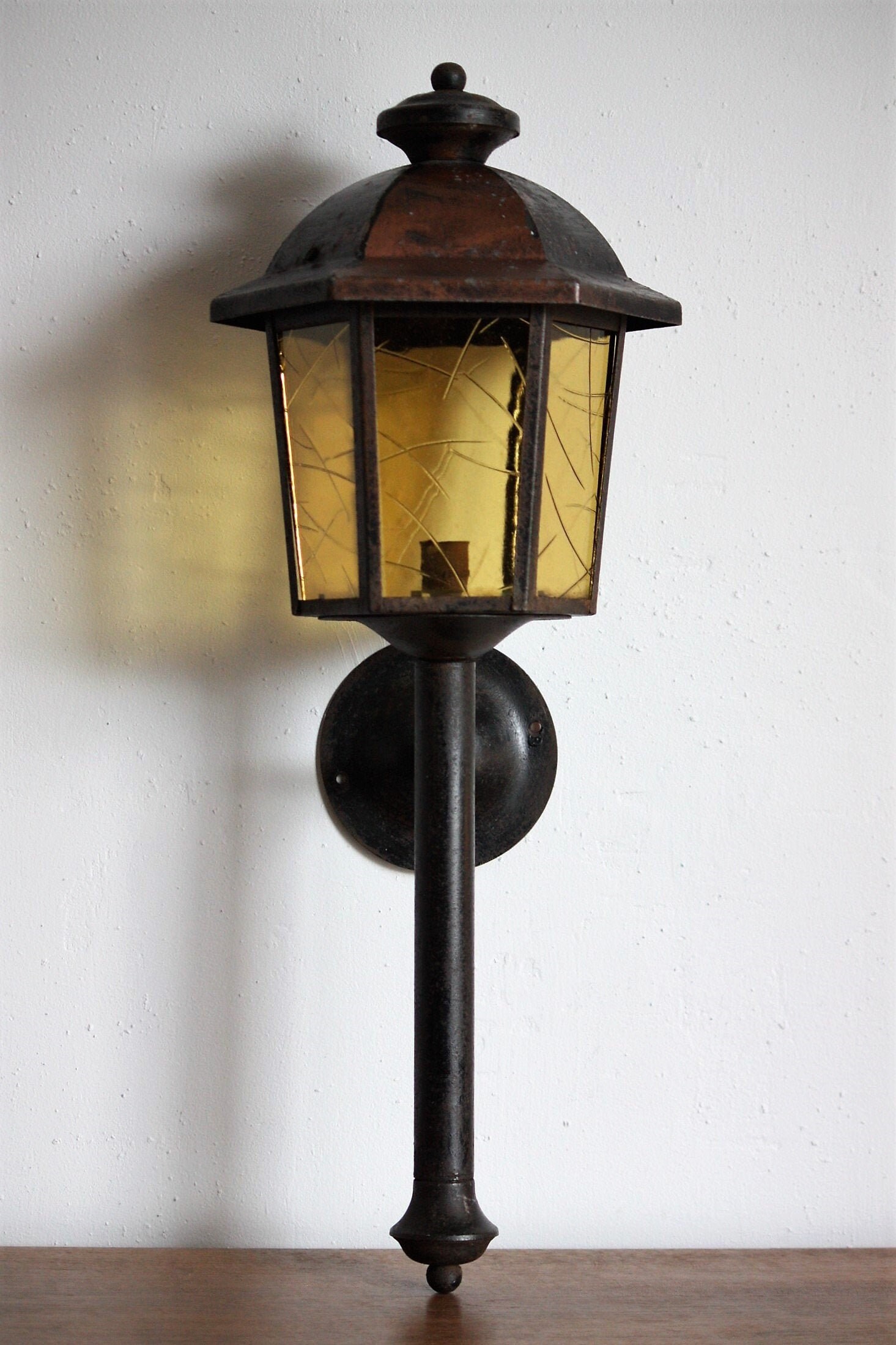 Lanterne Murale - Applique Torche en Métal Année 1970 Vintage