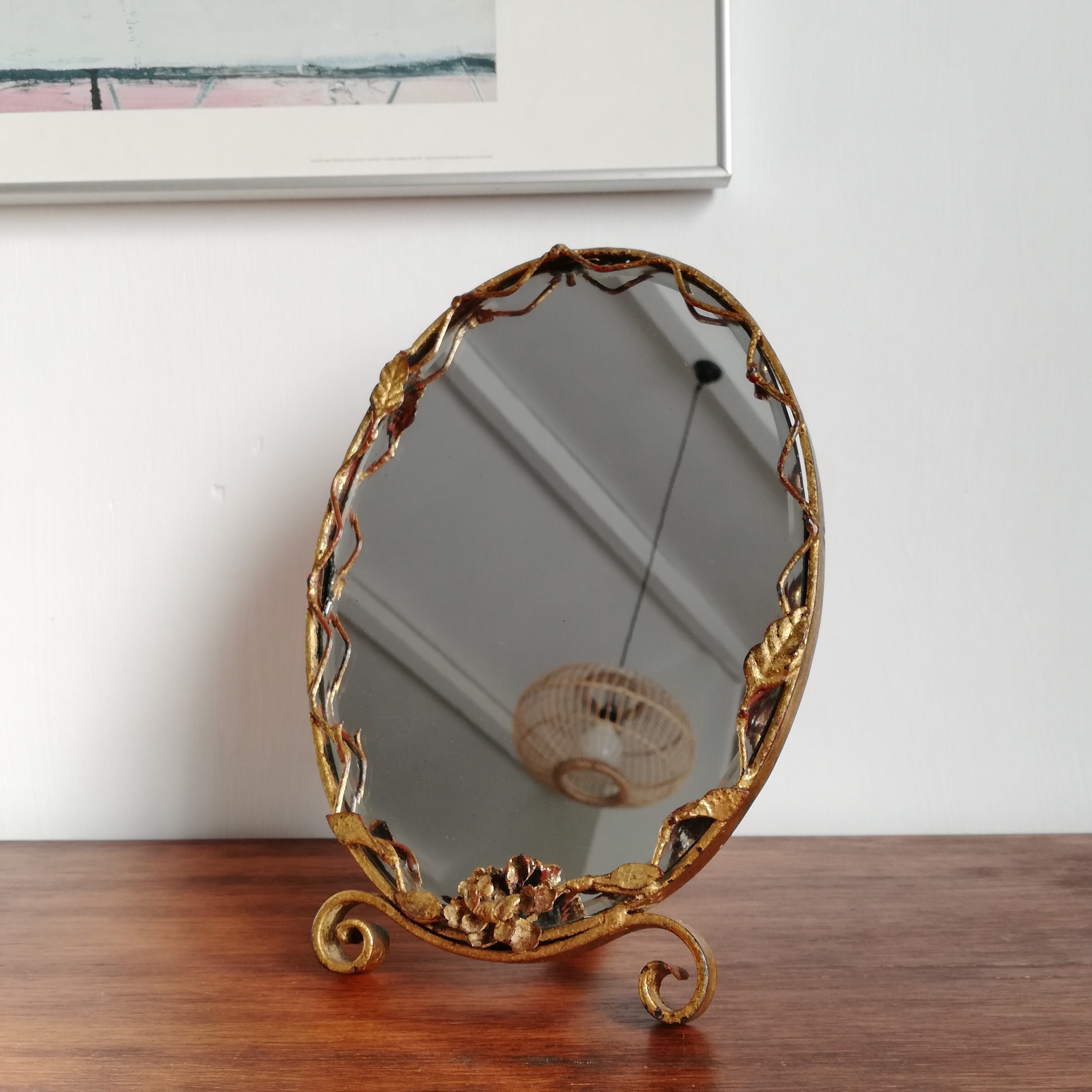 Miroir Doré Ovale - Miroir Psyché de Console Rococo Rocaille