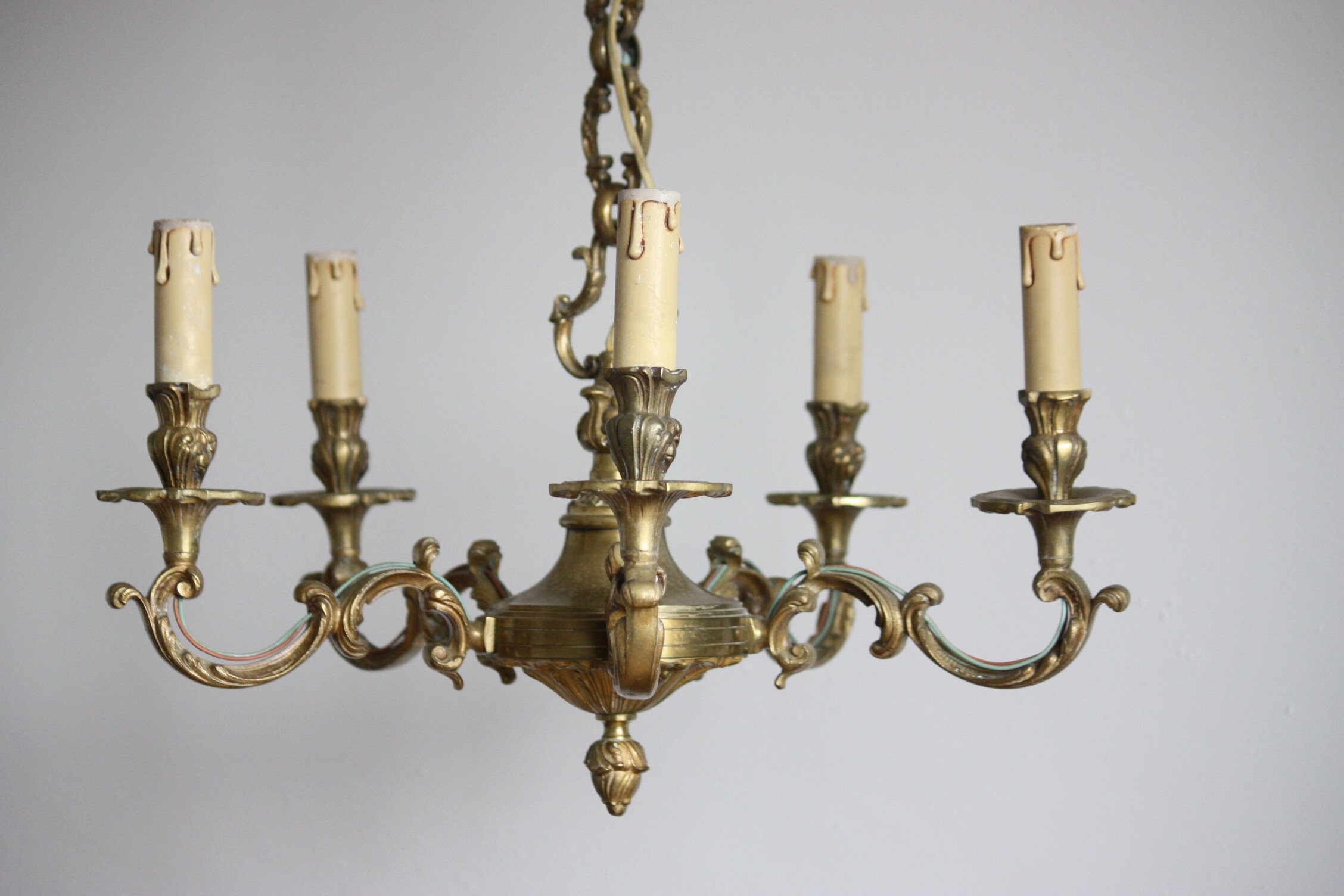 Lustre Bronze 5 Branches - Déco Shabby Chic