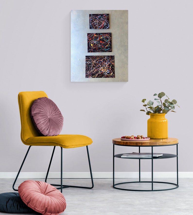 Original Abstract Art on Canvas, Acrylic Paint, Wall Décor, Textured