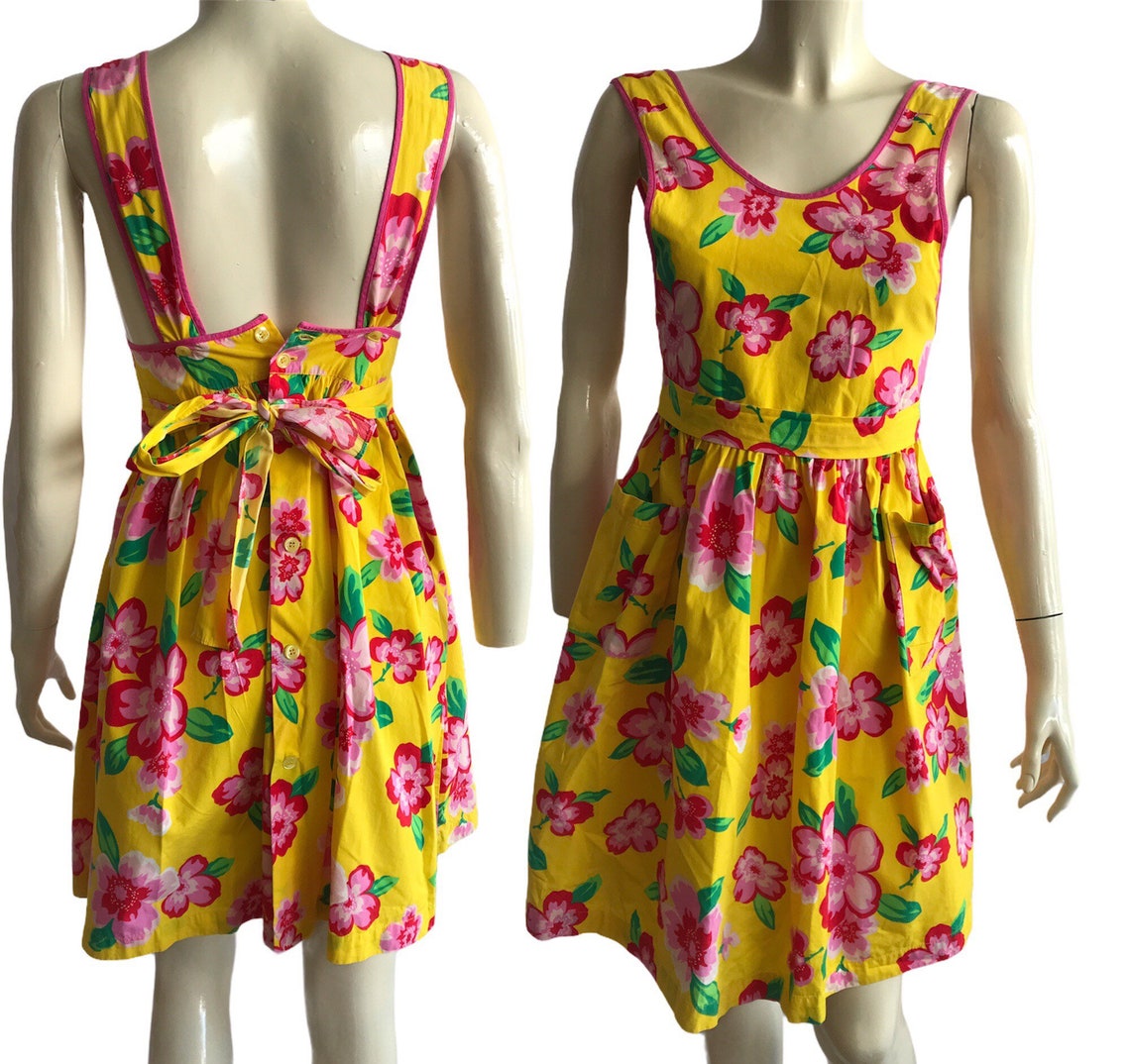 Kenzo Vintage Mini Apron Dress Bright Colors Floral Mini - Etsy