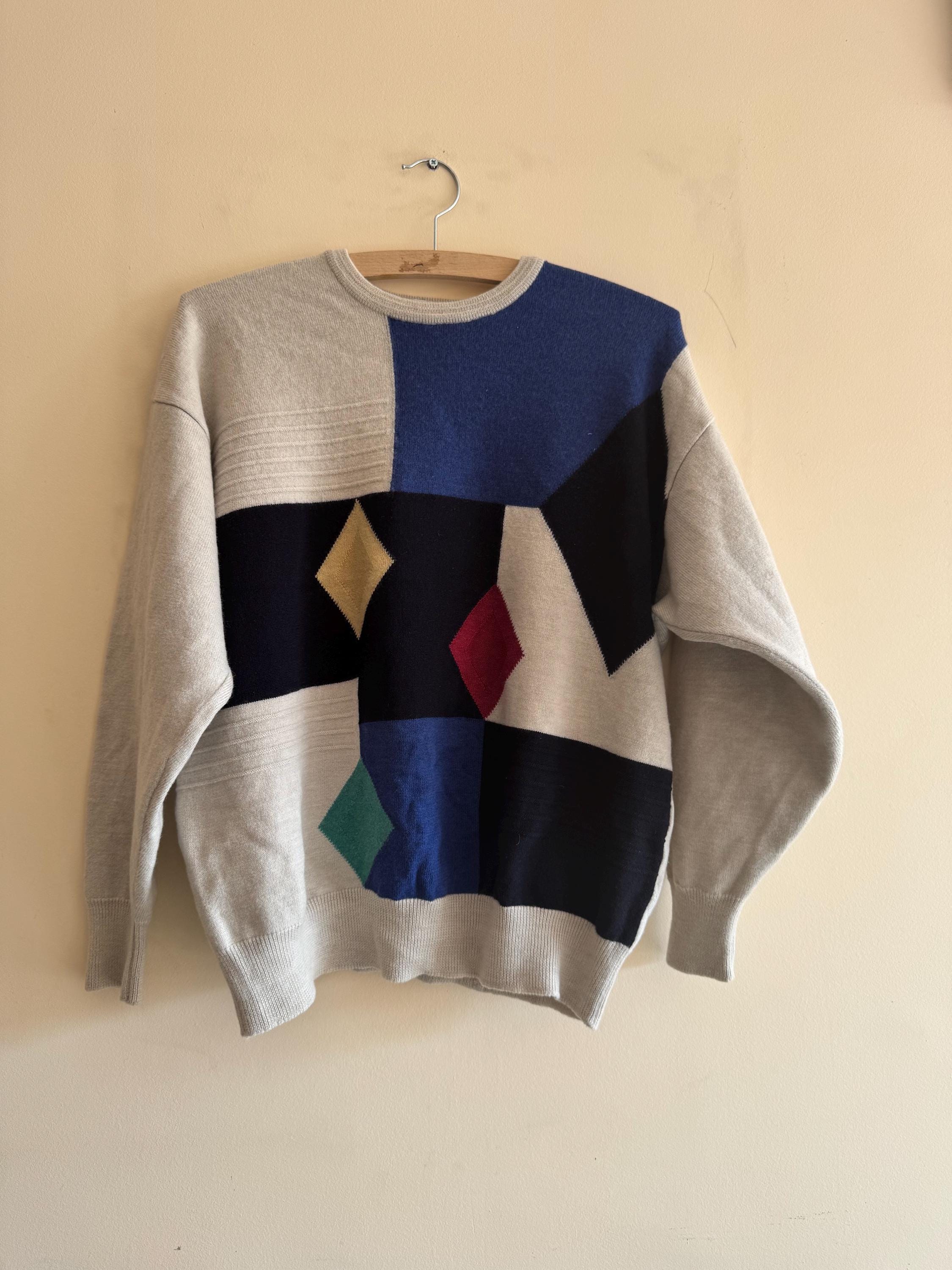 Vintage MARZ München Pure New Wool Sweater – 80s Geometric 