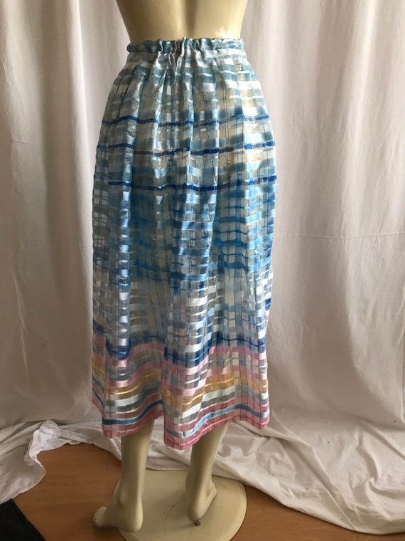 Vintage 70s festival multicolored sheer skirt ,pa… - image 2
