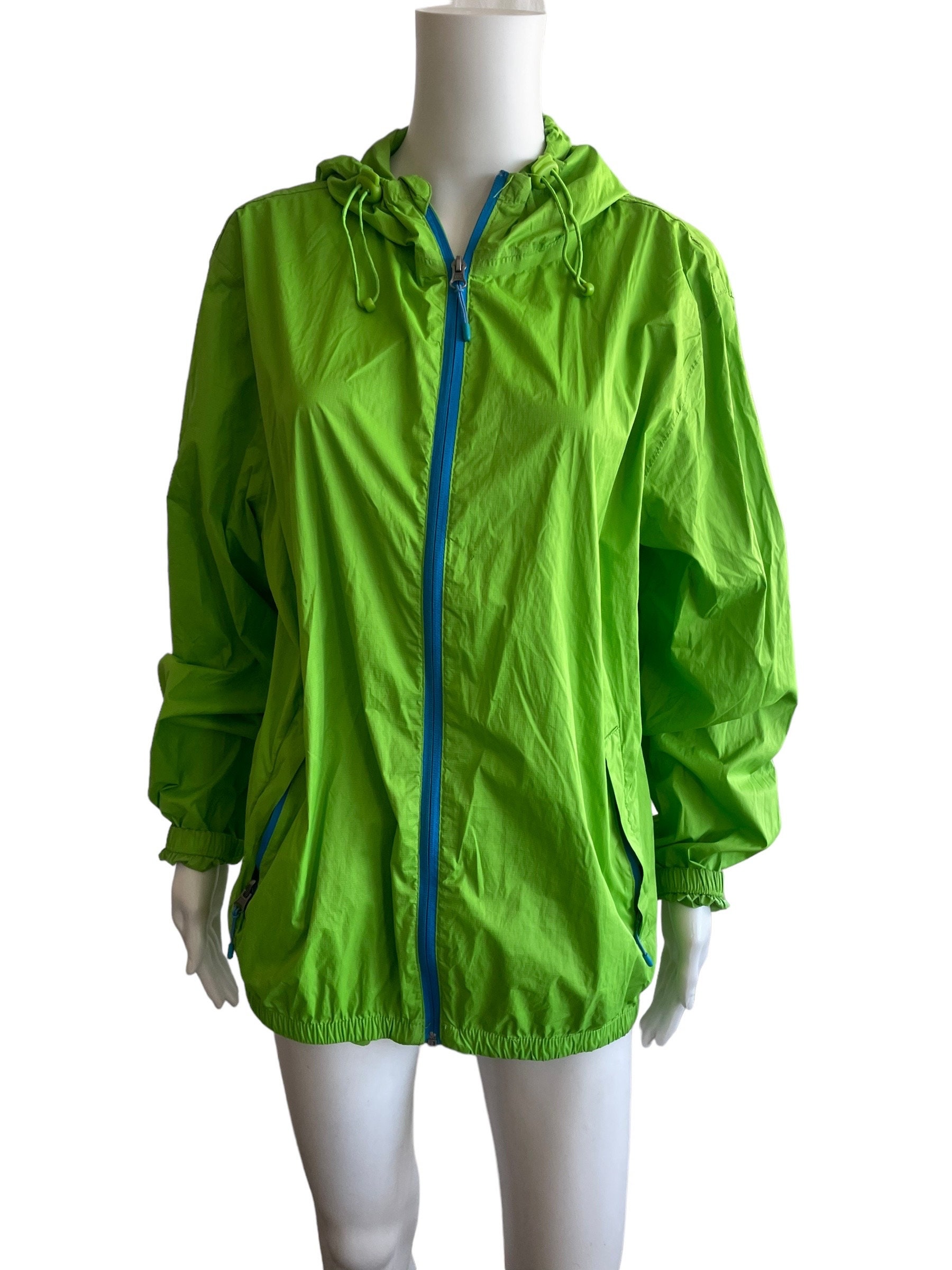 Bright Green Jacket Wind Jacket Windbreakers Size S M Gift for Her Birthday Gift