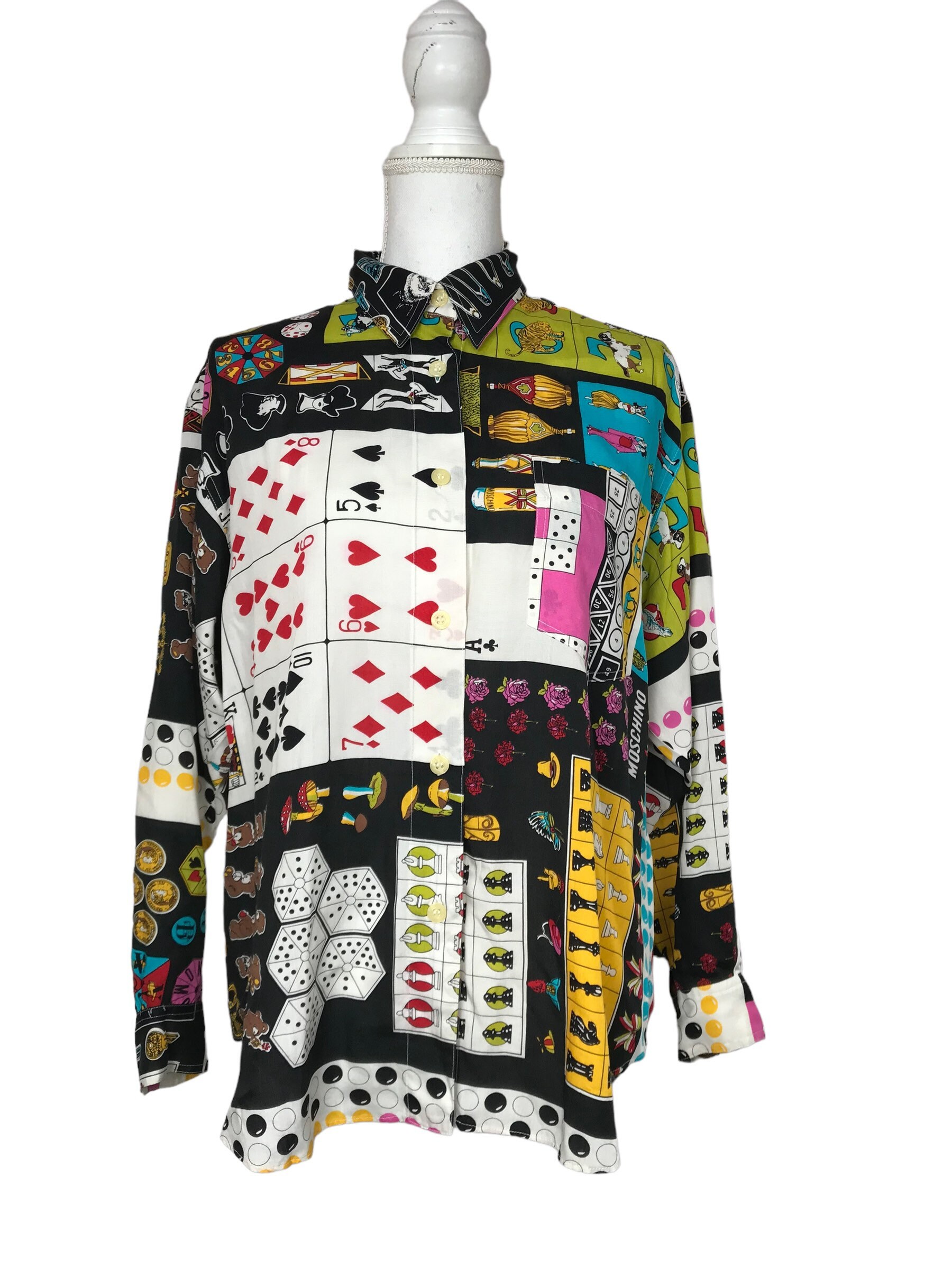MOSCHINO Shirt Iconic 90s Casino Pattern Shirt, Rare Vintage