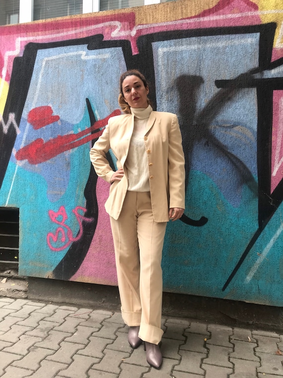 Vintage Giorgio Armani Suit Trousers and Blazer Nude - Etsy