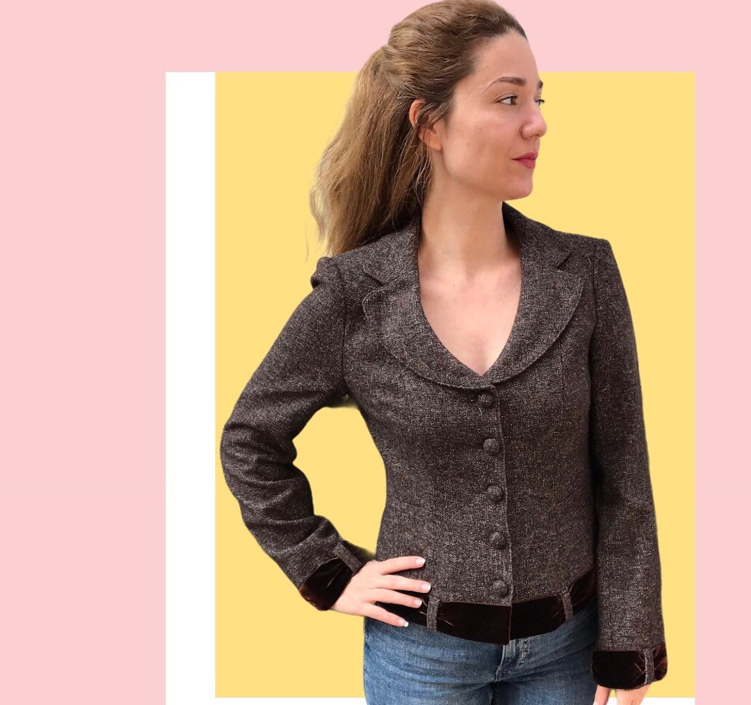 Vintage Nanette Lepore Blazer Small Elegant Velvet Details Etsy Canada