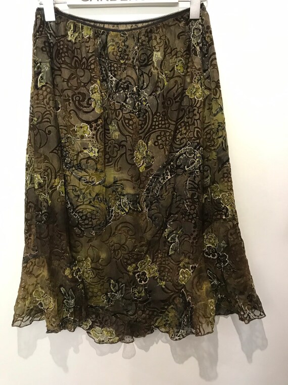 Vintage devore silk midi skirt , L size , 100 % s… - image 3