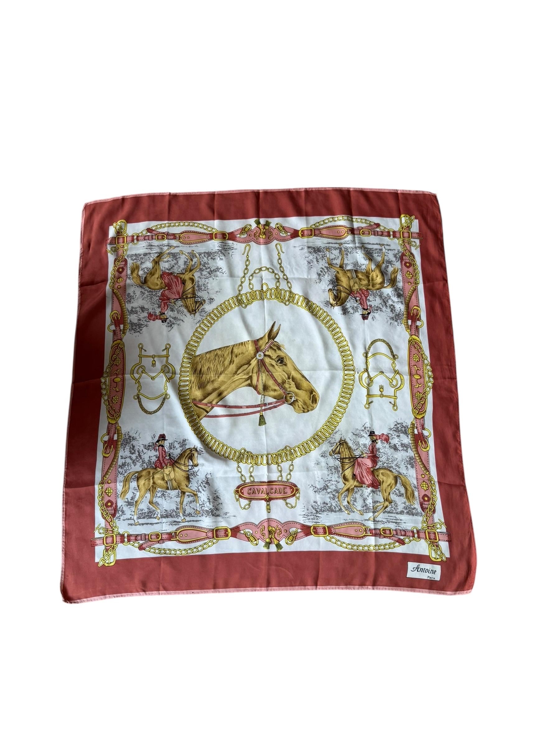 Foulard Vintage Antoine Paris En Soie 100% - Motif Floral Multicolore - Occasion Bon état