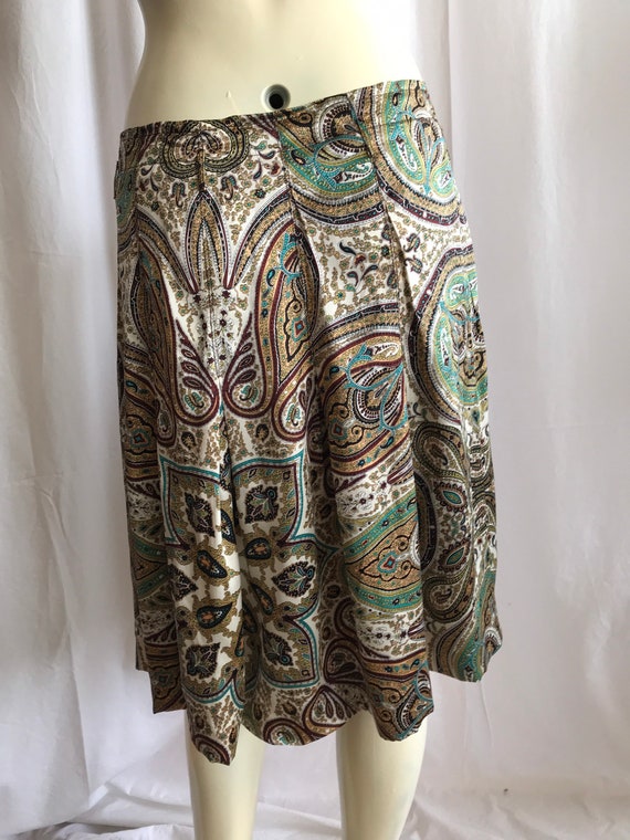 Gorgeous Mark Aurel 100 % silk midi skirt in pais… - image 2