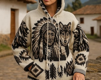 Rare 80s Vintage Wuayra Artesanías Alpaca Wool Hoodie – Made in