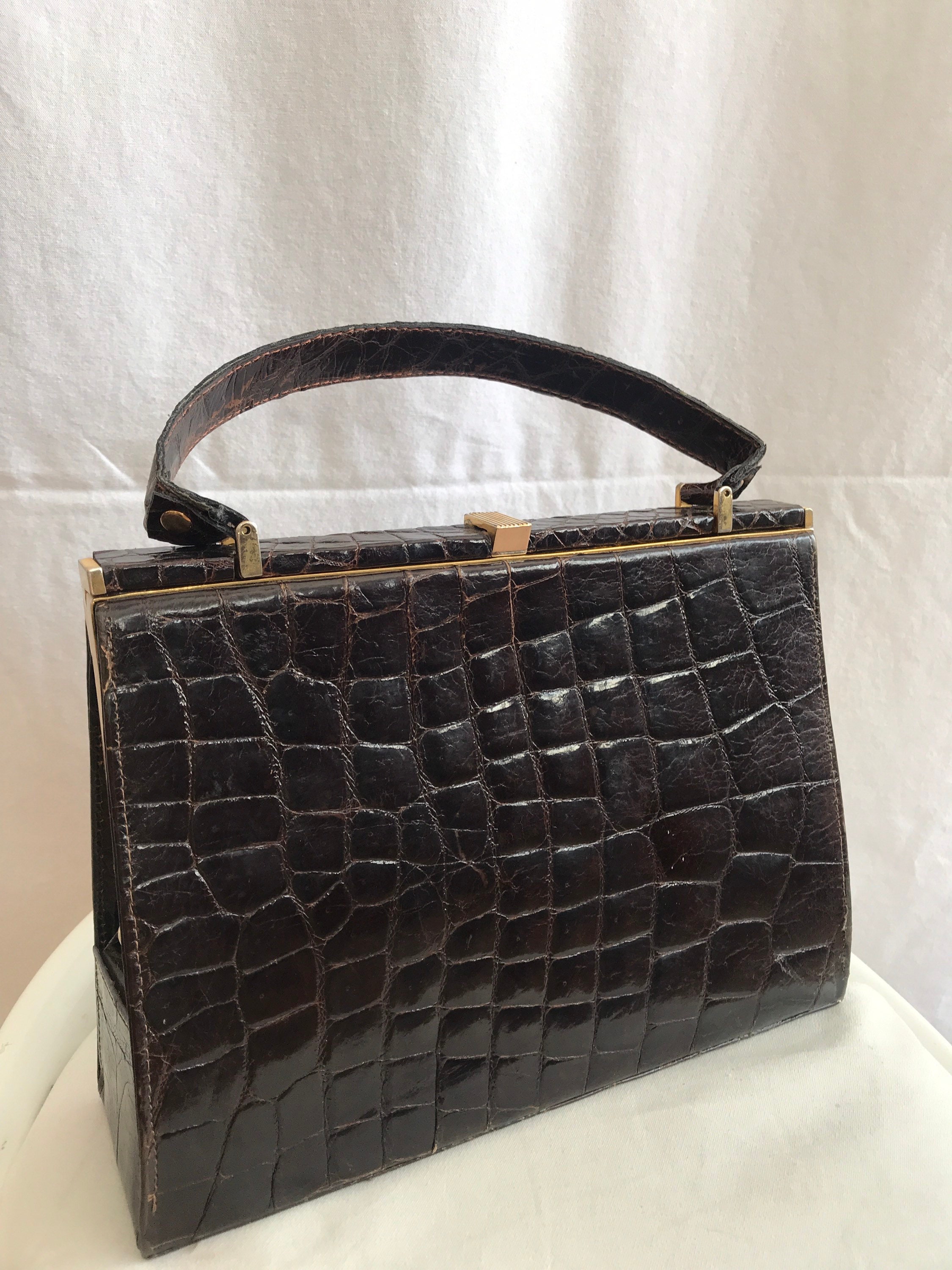 Vintage 1970s Leather Doctor-style Handbag – Exotic Top Handle