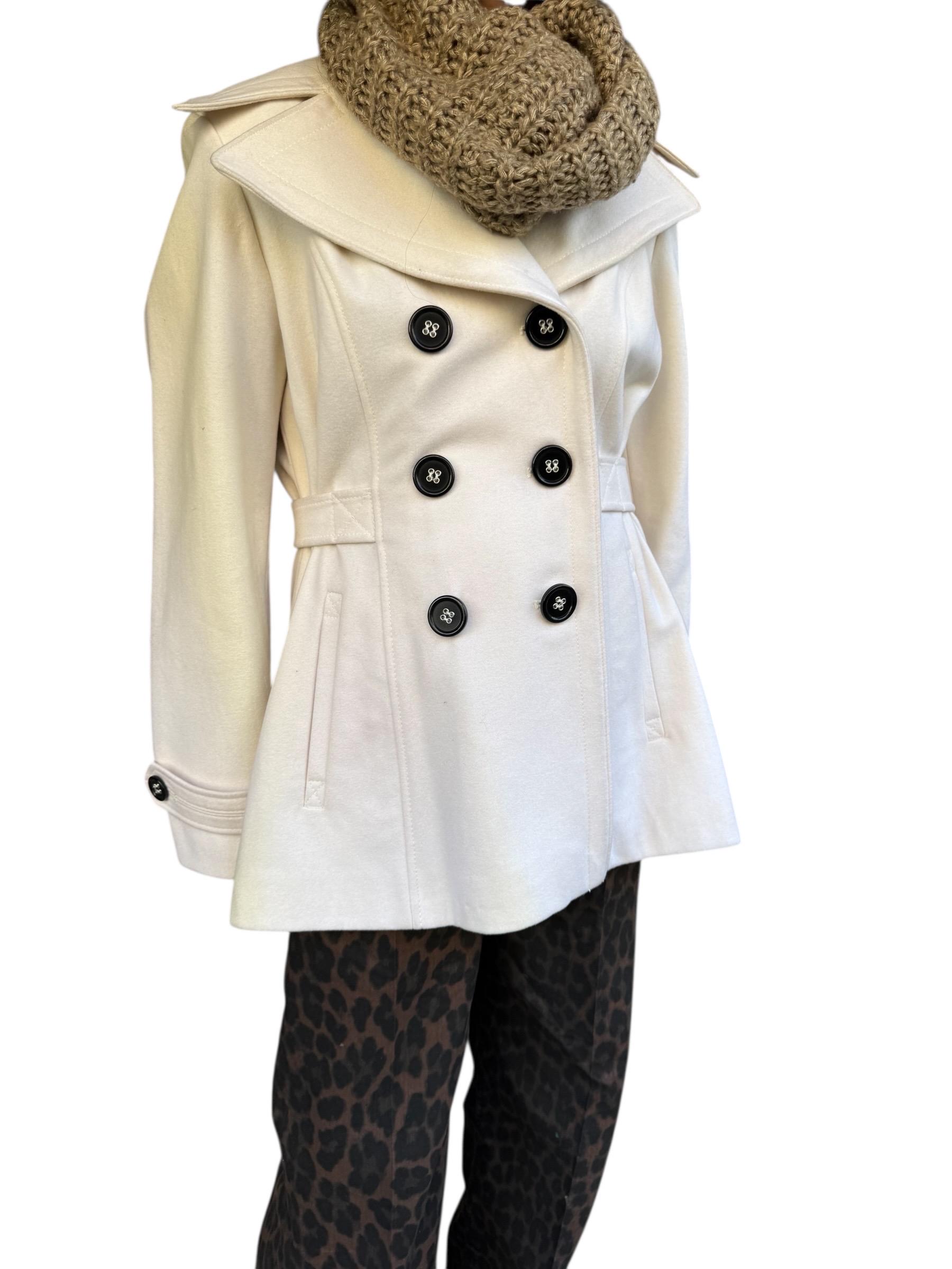 Wool Ivory Peacoat – APT.9 Coat Women's Large – Double Breasted