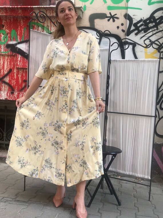 1980 viscose maxi dress / vintage dress / 80s dres