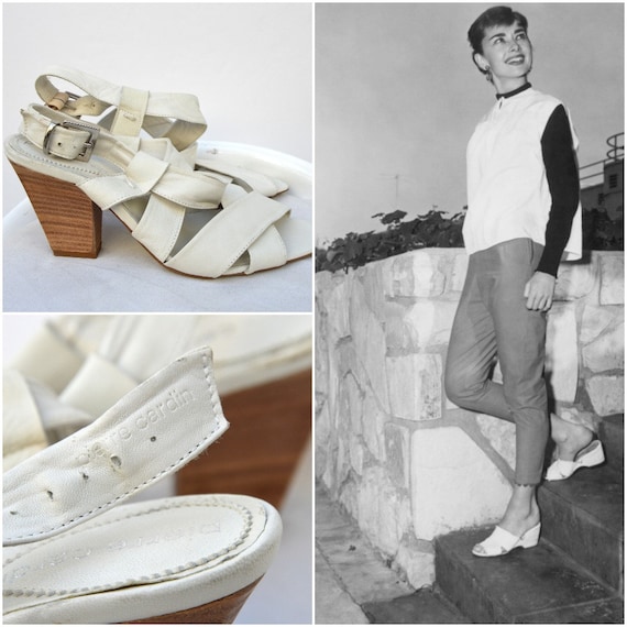 1970s Pierre Cardin sandals , off white , 37 size… - image 1