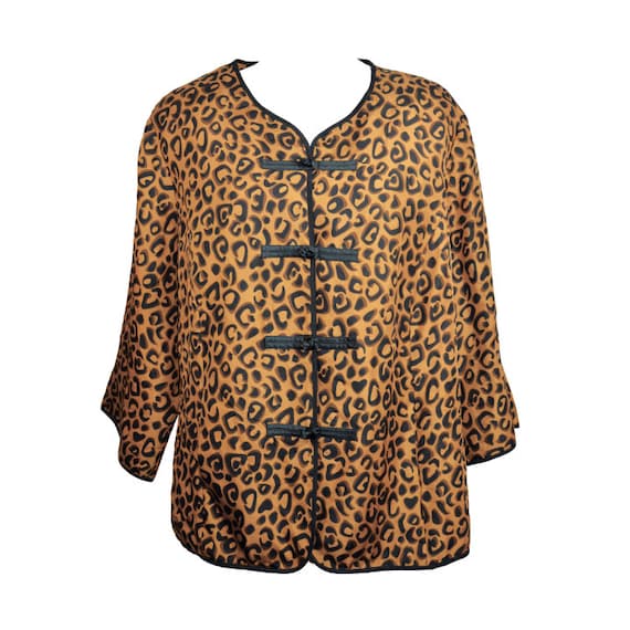 Vintage Rare Bob Mackie Silk Animal Print Shirt, Formal Designer 