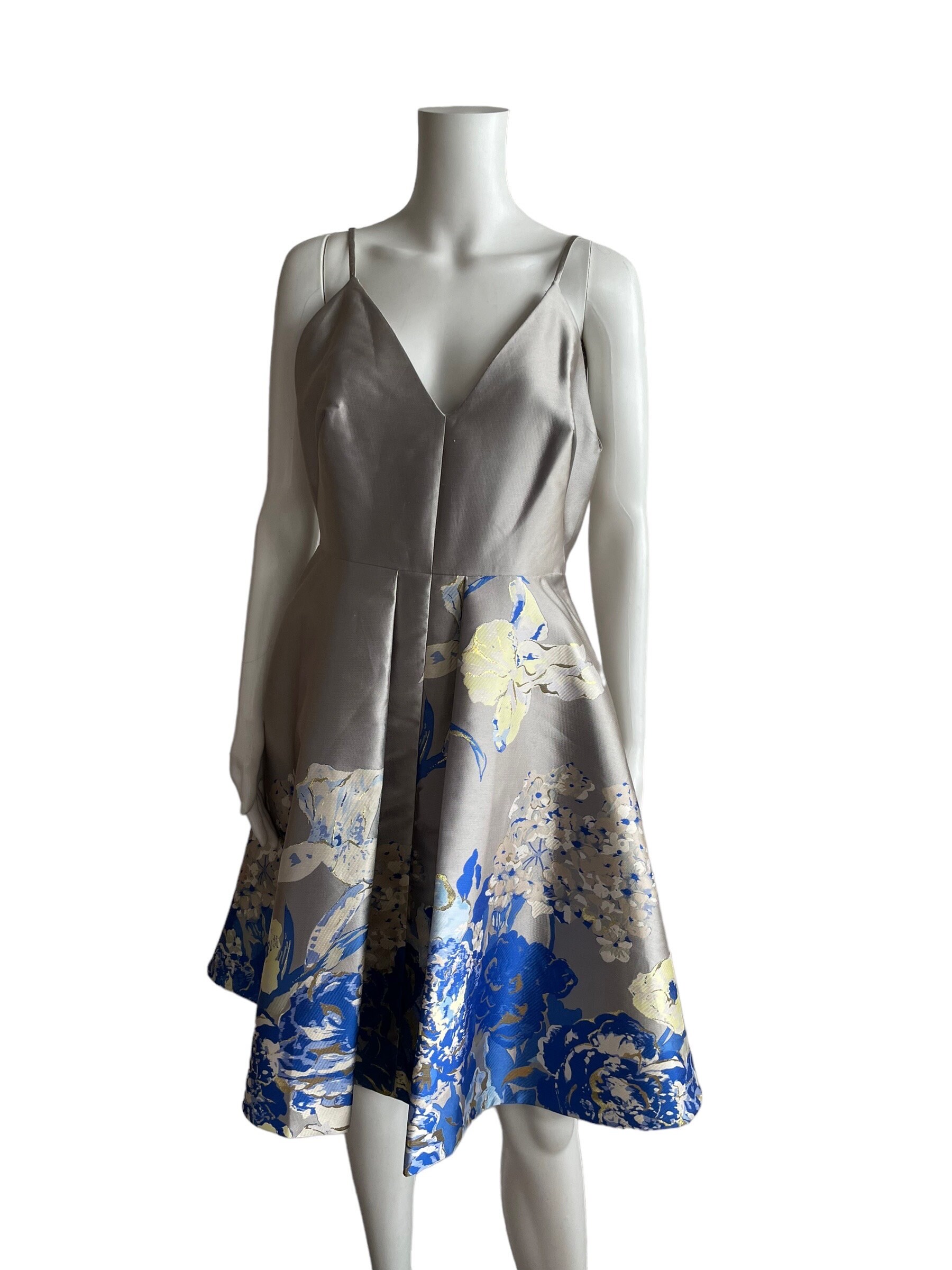 Calvin Clein Metallic Fit and Flare Gray & Blue Jaquard Taffeta Elegant  Dress Size 8, 2000s Calvin Klein Formal Party Dress, Gift for Her - Etsy