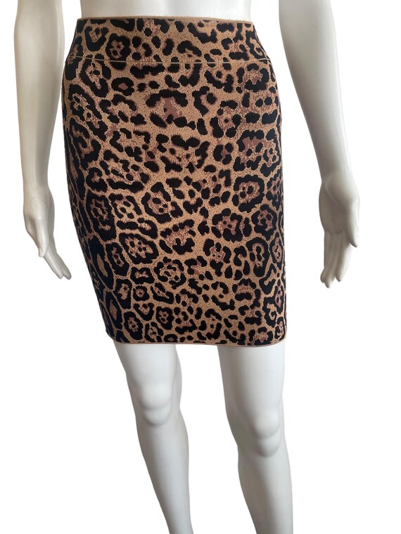 Y2K / 2000s Bcbg Max Azria Leopard Mini Skirt Elastic Animal