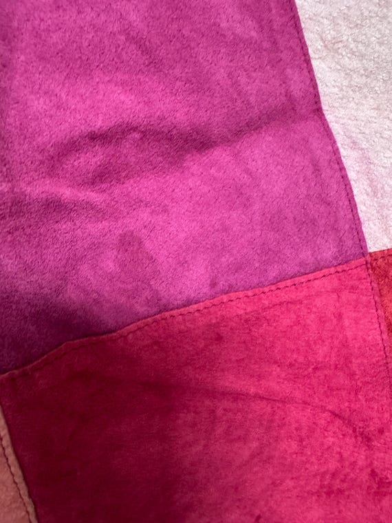 Vintage Express 2000s Suede Mini Patchwork Skirt Red Pink