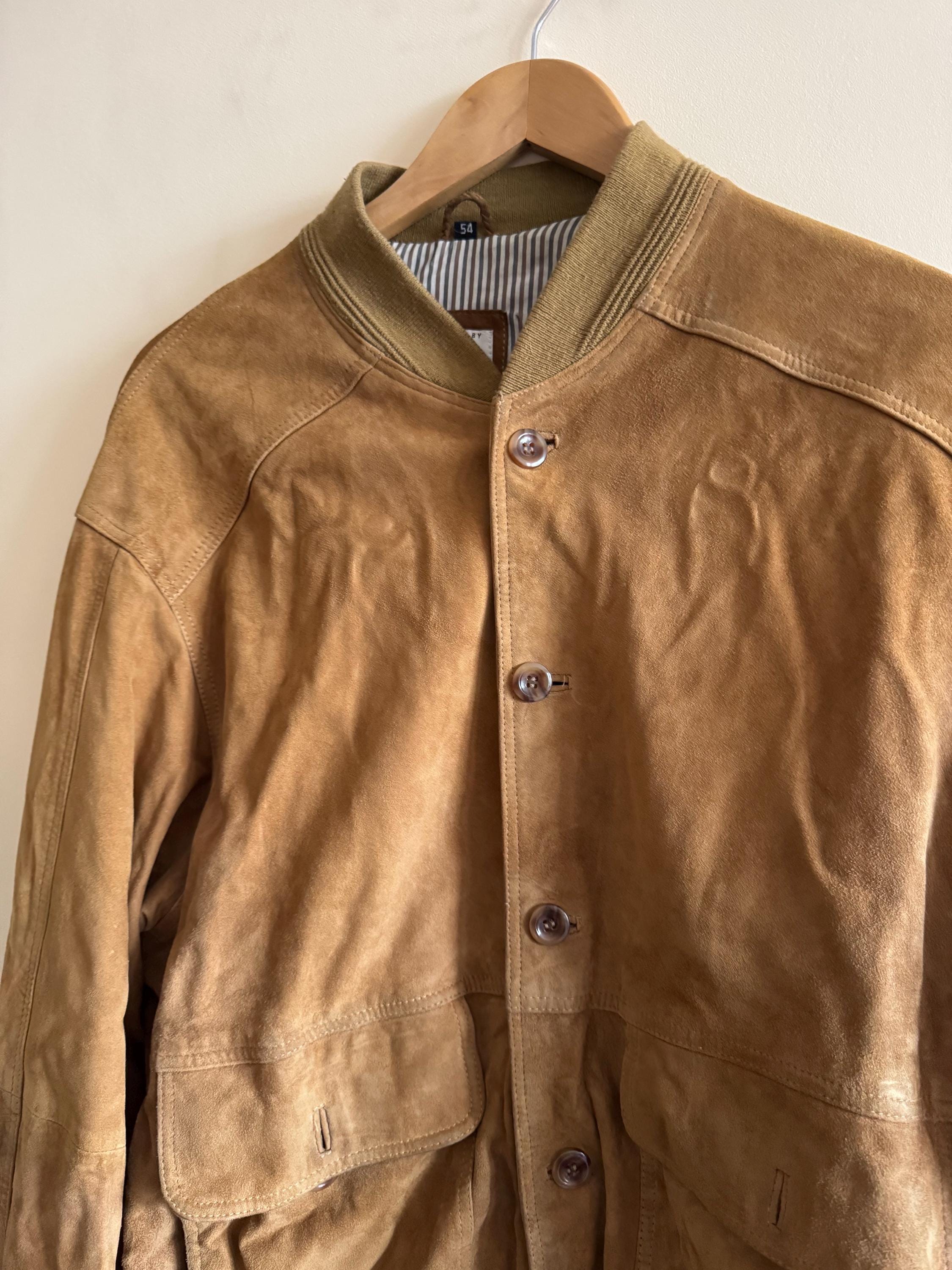 Vintage 80s Italian Suede Bomber Jacket by Alba Moda, Classic Tan