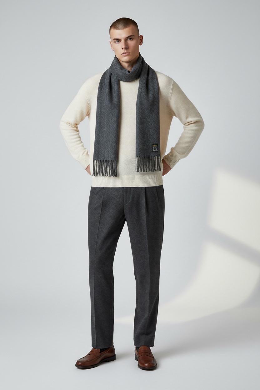 Highland Castle Pure Lambswool Scarf in Grey – Made in Scotland