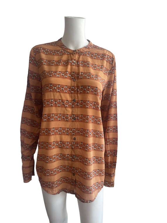 Pure Silk Abstract Pattern Button Down Shirt Size… - image 4