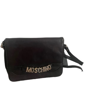 Rare 1980s Moschino Black Leather Crossbody Bag – Vintage Designer