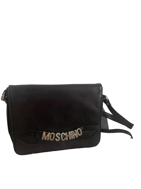 Rare 1980s Moschino Black Leather Crossbody Bag – Vintage Designer