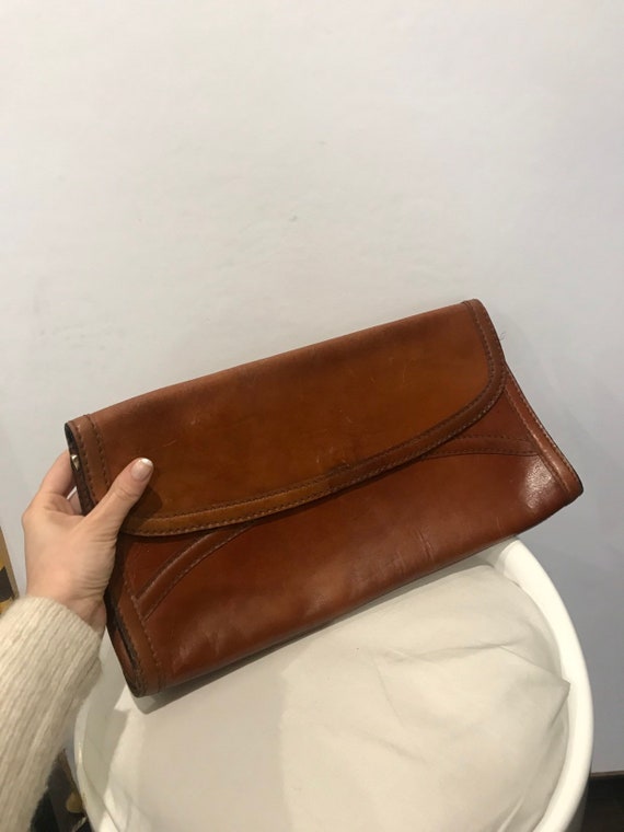 Vintage leather clutch, hipster , 90s , genuine l… - image 1