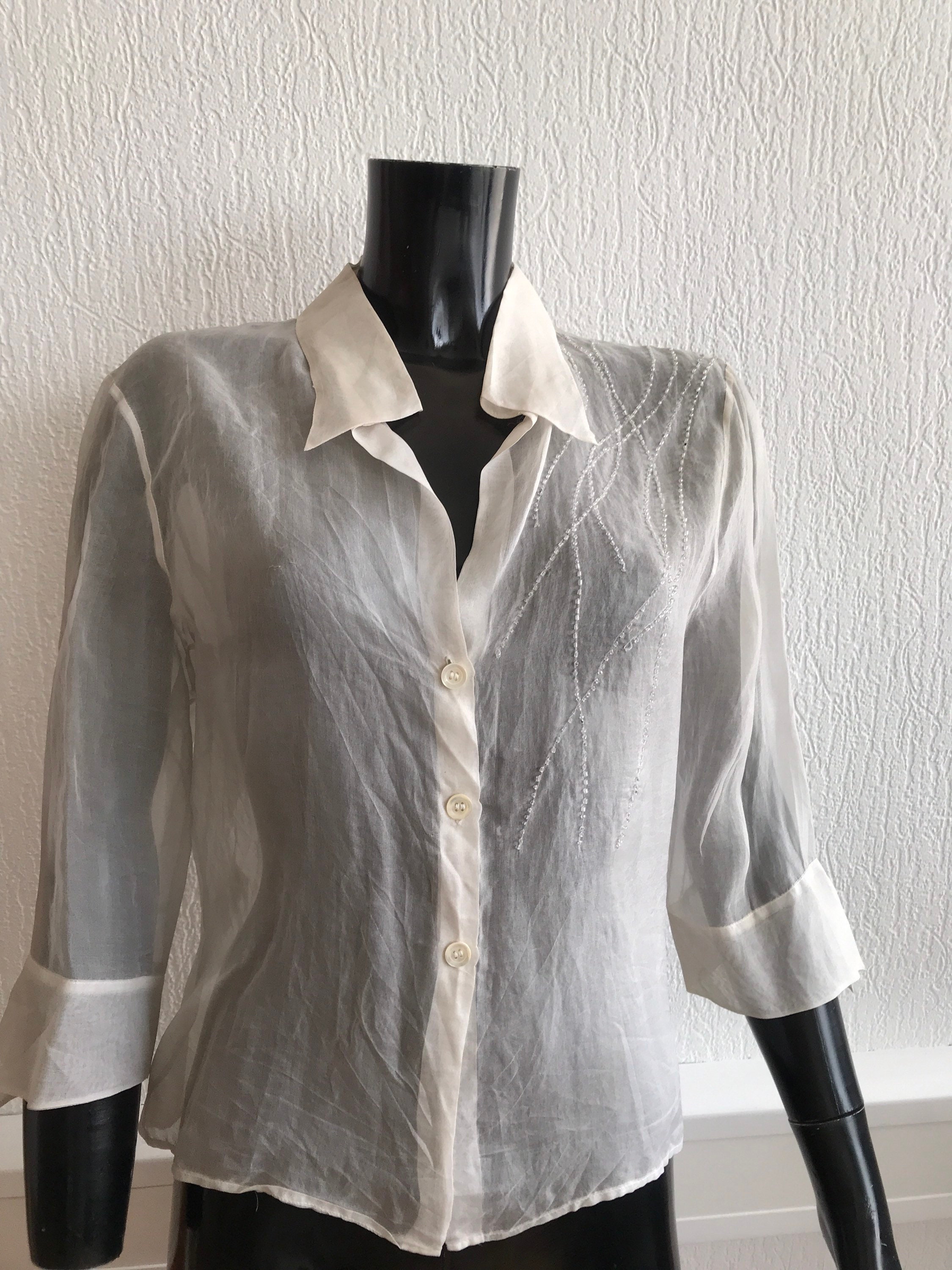 Vintage Krizia Pure Silk Shirt Semi Sheer Perte by Krizia - Etsy