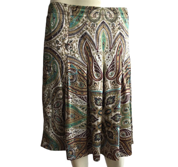 Gorgeous Mark Aurel 100 % silk midi skirt in pais… - image 1