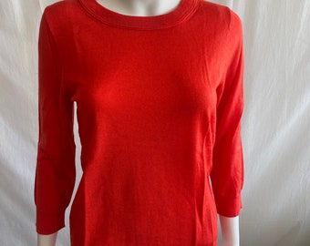 100 % Merino Soft Wool Tomato Orange / Red Color J. Crew Jumper Sweater Size S , Merino Warm Knitwear, Gift for Her, Birthday Gift