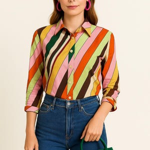 Rare Y2K Miss Sixty Multicolor Luxury Top – Early 2000s Italian