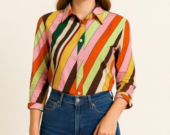 Rare Y2K Miss Sixty Multicolor Luxury Top – Early 2000s Italian