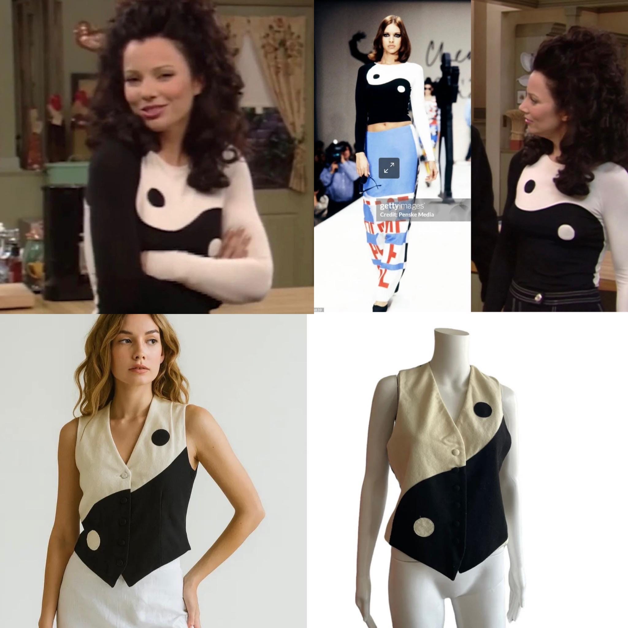 Moschino Vest Vintage 90s Cheap and Chic Rare Yin Yang Vest Wool