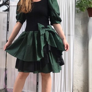 pencil skirt formal fit and flare 197080 silk mid lenght dress  green dress vintage dolman sleeves elegant evening