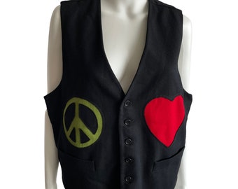 RARE 90s Moschino Cheap & Chic Vest Black Sleeveless Wool Peace