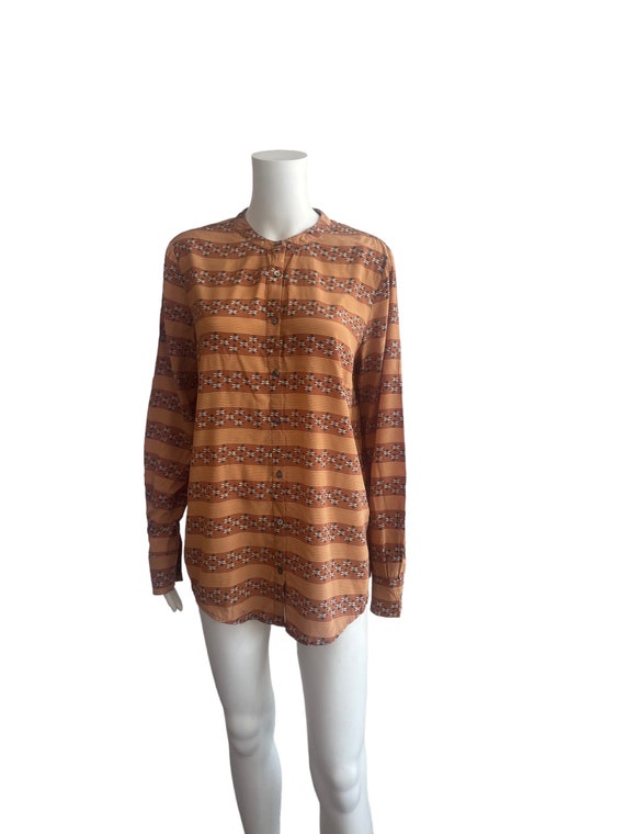 Pure Silk Abstract Pattern Button Down Shirt Size… - image 2